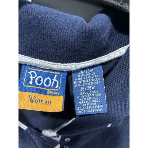 Vintage Disney Pooh Eeyore Sleeveless Polo Shirt Vest 26/28W Plus Size Navy 90s - Picture 4 of 5